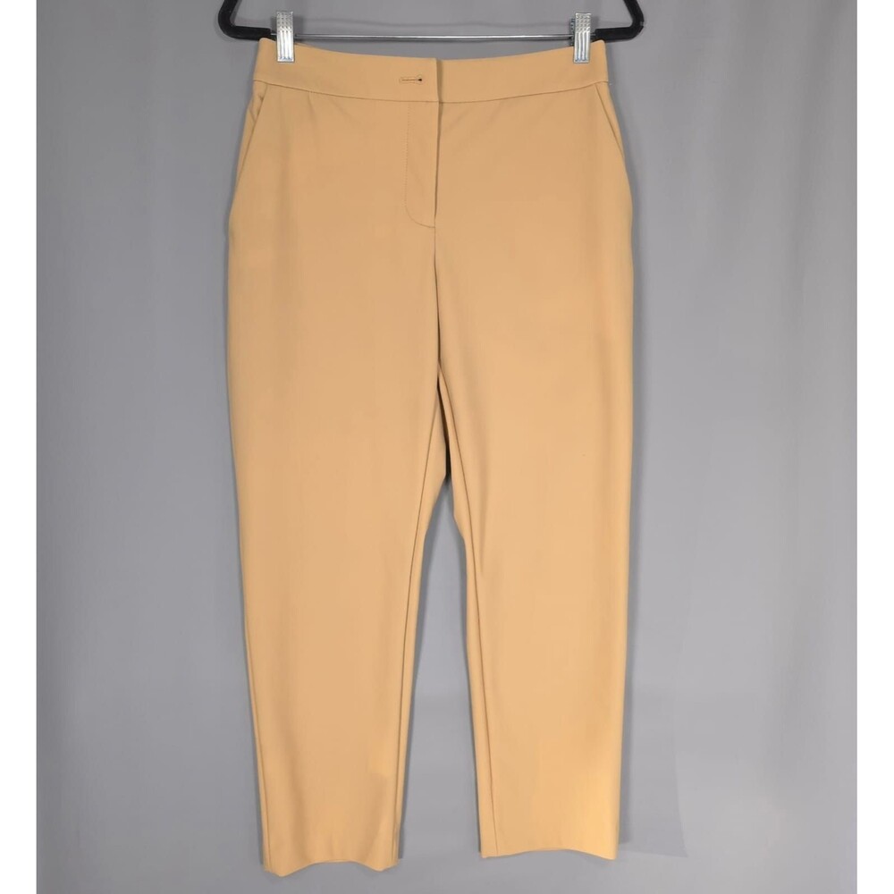 DONNA KARAN NY Pants Size 6 Beige Slim Stretch Straight Cropped Women's Trousers